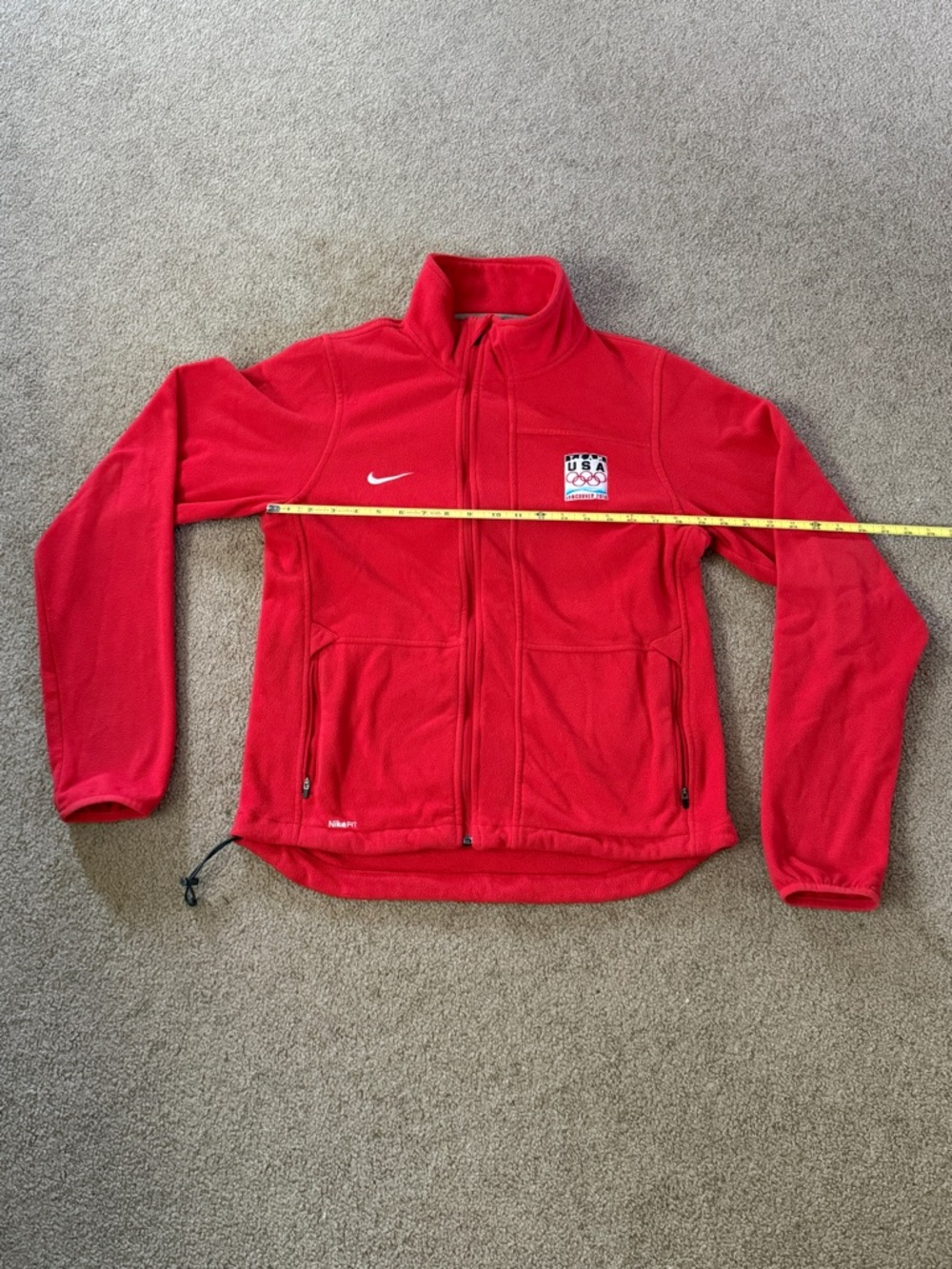 Nike Red Full-Zip Fleece Jacket with Team USA Olympic Patch